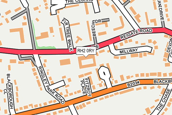 RH2 0RY map - OS OpenMap – Local (Ordnance Survey)