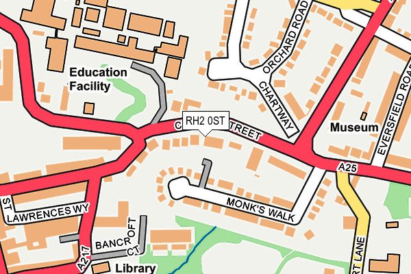 RH2 0ST map - OS OpenMap – Local (Ordnance Survey)