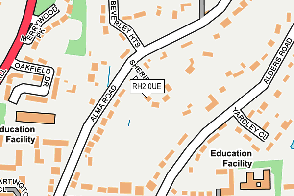 RH2 0UE map - OS OpenMap – Local (Ordnance Survey)