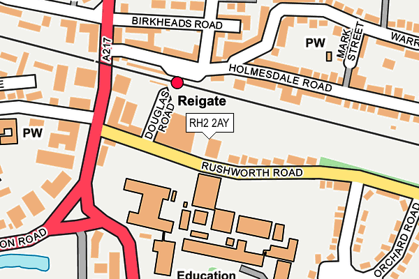 RH2 2AY map - OS OpenMap – Local (Ordnance Survey)