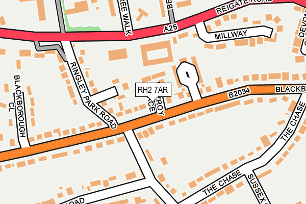RH2 7AR map - OS OpenMap – Local (Ordnance Survey)