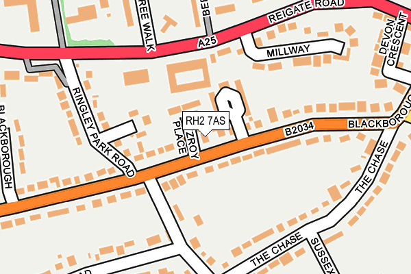 RH2 7AS map - OS OpenMap – Local (Ordnance Survey)