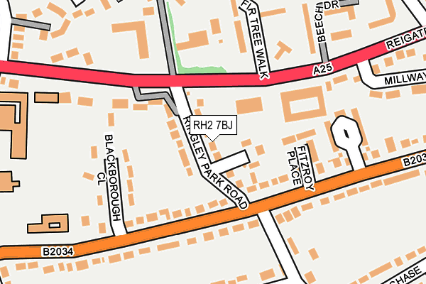 RH2 7BJ map - OS OpenMap – Local (Ordnance Survey)