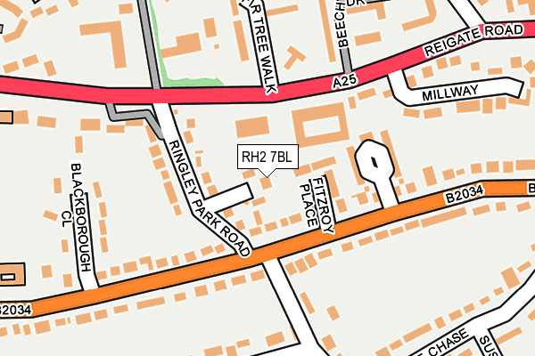 RH2 7BL map - OS OpenMap – Local (Ordnance Survey)