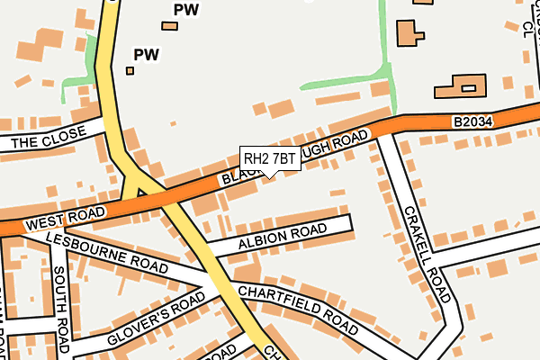 RH2 7BT map - OS OpenMap – Local (Ordnance Survey)