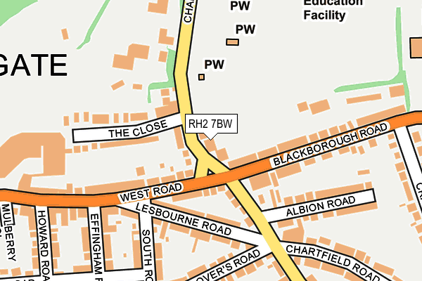 RH2 7BW map - OS OpenMap – Local (Ordnance Survey)