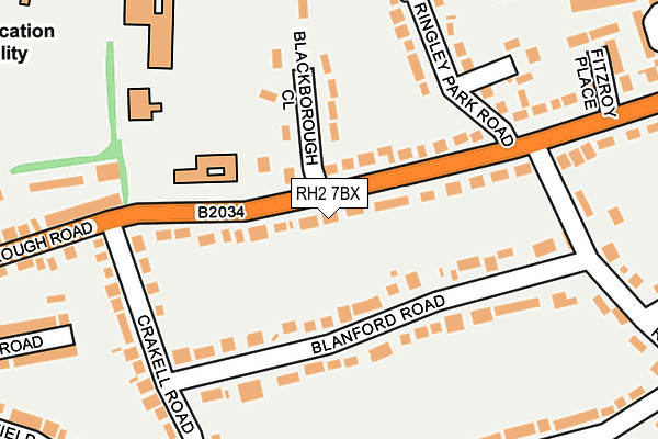 RH2 7BX map - OS OpenMap – Local (Ordnance Survey)