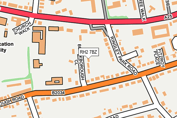 RH2 7BZ map - OS OpenMap – Local (Ordnance Survey)