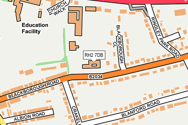 RH2 7DB map - OS OpenMap – Local (Ordnance Survey)