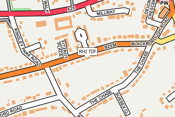 RH2 7DF map - OS OpenMap – Local (Ordnance Survey)