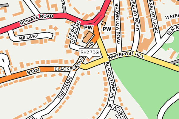 RH2 7DG map - OS OpenMap – Local (Ordnance Survey)