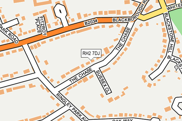 RH2 7DJ map - OS OpenMap – Local (Ordnance Survey)
