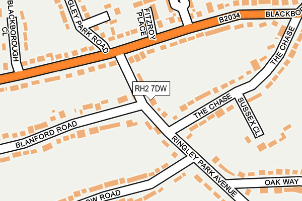 RH2 7DW map - OS OpenMap – Local (Ordnance Survey)