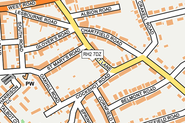 RH2 7DZ map - OS OpenMap – Local (Ordnance Survey)