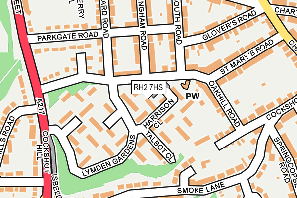 RH2 7HS map - OS OpenMap – Local (Ordnance Survey)