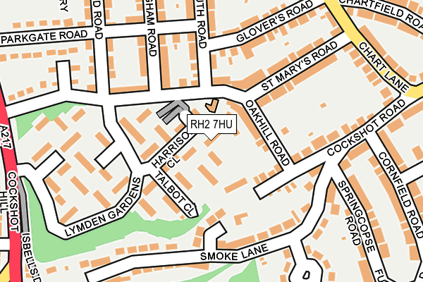 RH2 7HU map - OS OpenMap – Local (Ordnance Survey)