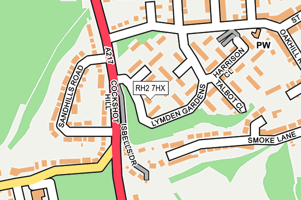 RH2 7HX map - OS OpenMap – Local (Ordnance Survey)