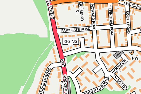 RH2 7JG map - OS OpenMap – Local (Ordnance Survey)