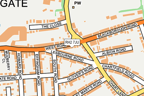 RH2 7JU map - OS OpenMap – Local (Ordnance Survey)