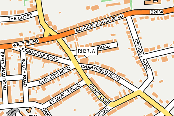 RH2 7JW map - OS OpenMap – Local (Ordnance Survey)