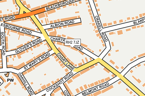 RH2 7JZ map - OS OpenMap – Local (Ordnance Survey)