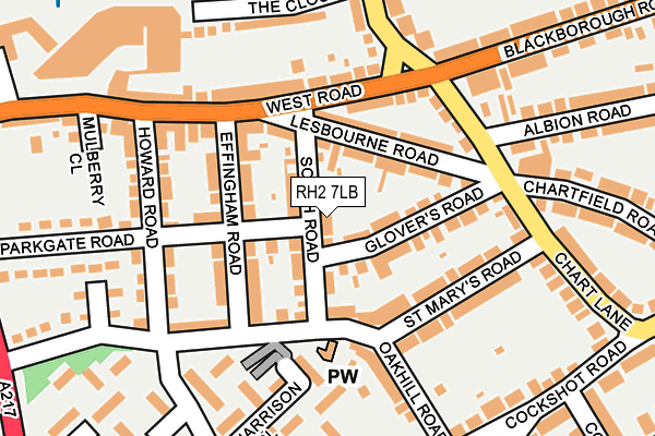 RH2 7LB map - OS OpenMap – Local (Ordnance Survey)
