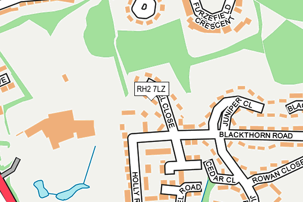 RH2 7LZ map - OS OpenMap – Local (Ordnance Survey)