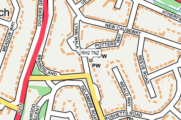 RH2 7NZ map - OS OpenMap – Local (Ordnance Survey)