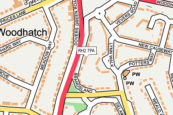 RH2 7PA map - OS OpenMap – Local (Ordnance Survey)