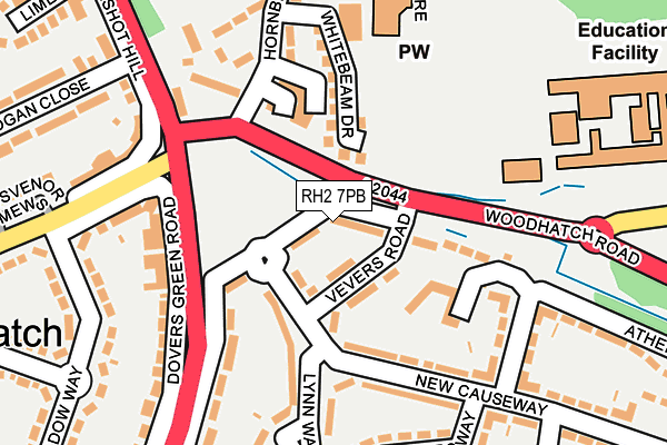 RH2 7PB map - OS OpenMap – Local (Ordnance Survey)