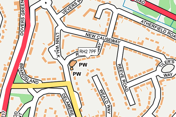 RH2 7PF map - OS OpenMap – Local (Ordnance Survey)