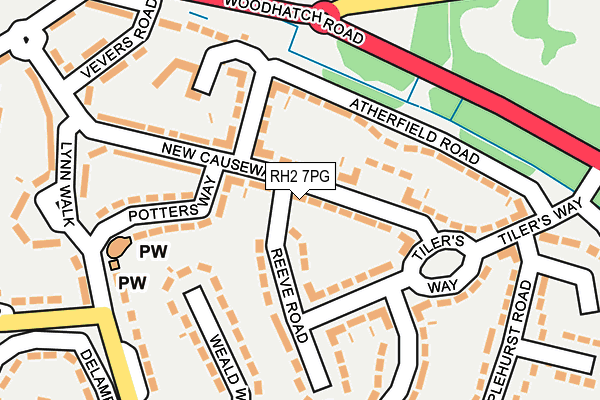 RH2 7PG map - OS OpenMap – Local (Ordnance Survey)