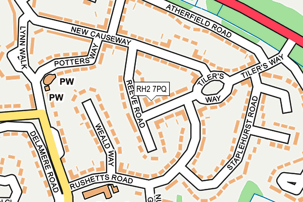 RH2 7PQ map - OS OpenMap – Local (Ordnance Survey)