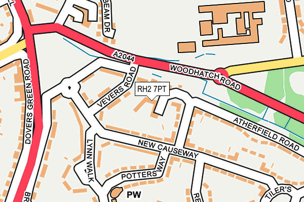 RH2 7PT map - OS OpenMap – Local (Ordnance Survey)