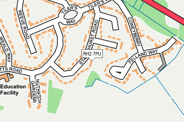 RH2 7PU map - OS OpenMap – Local (Ordnance Survey)
