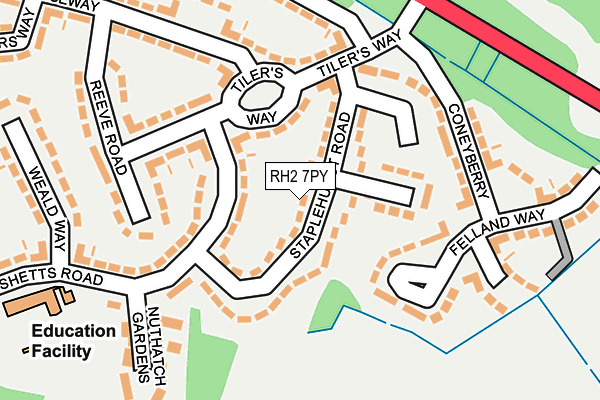 RH2 7PY map - OS OpenMap – Local (Ordnance Survey)