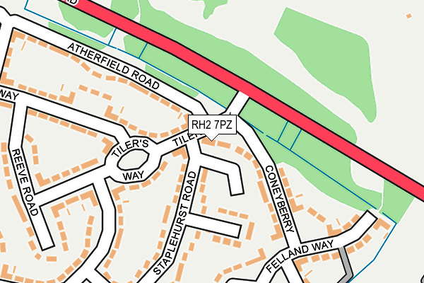 RH2 7PZ map - OS OpenMap – Local (Ordnance Survey)