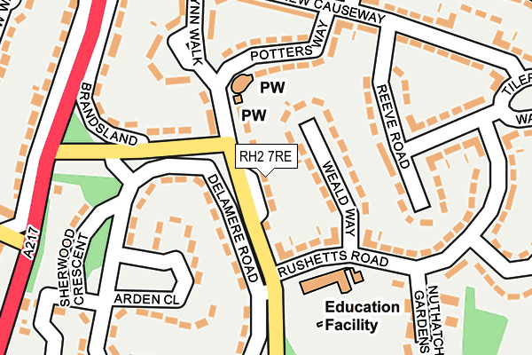 RH2 7RE map - OS OpenMap – Local (Ordnance Survey)