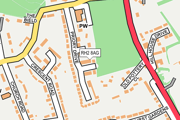 RH2 8AG map - OS OpenMap – Local (Ordnance Survey)