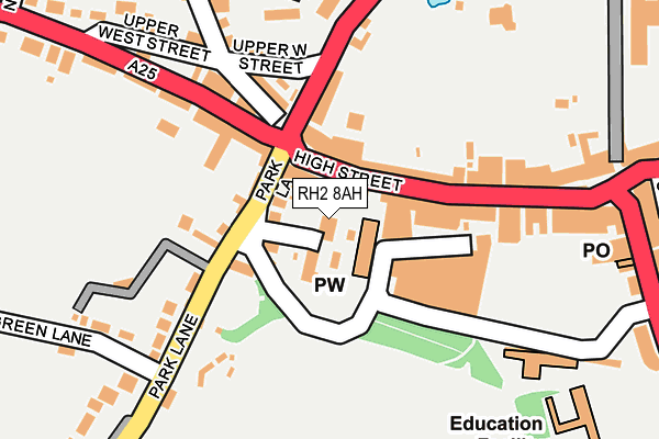 RH2 8AH map - OS OpenMap – Local (Ordnance Survey)