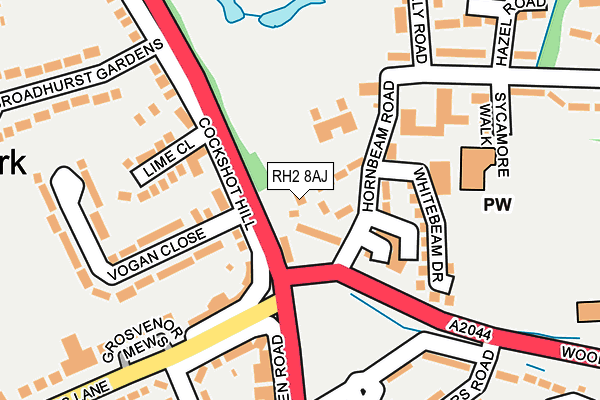 RH2 8AJ map - OS OpenMap – Local (Ordnance Survey)