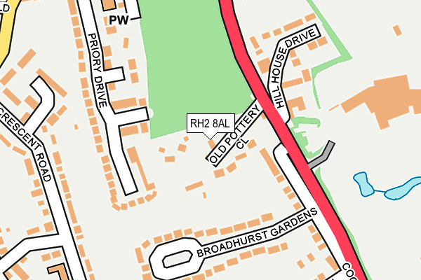 RH2 8AL map - OS OpenMap – Local (Ordnance Survey)