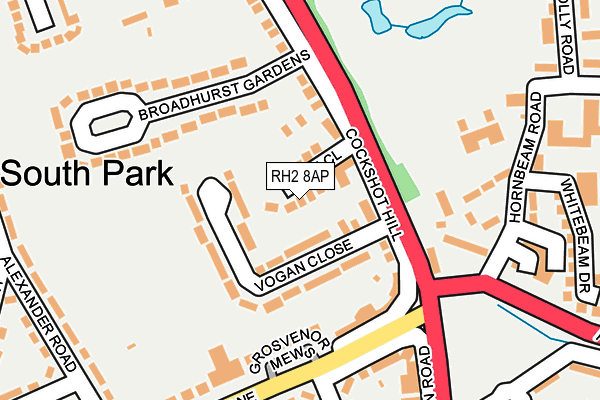 RH2 8AP map - OS OpenMap – Local (Ordnance Survey)