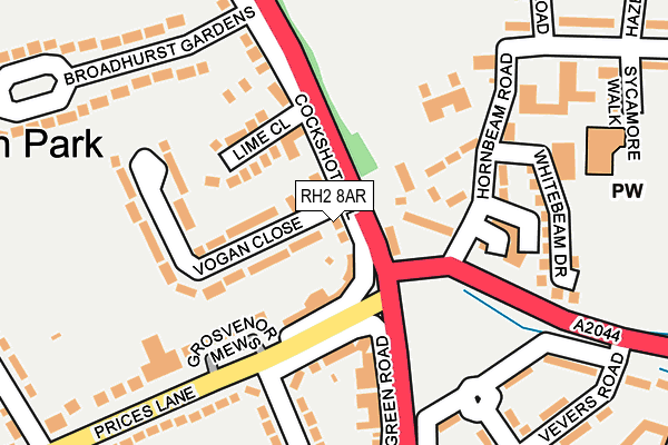 RH2 8AR map - OS OpenMap – Local (Ordnance Survey)