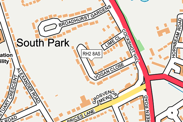 RH2 8AS map - OS OpenMap – Local (Ordnance Survey)