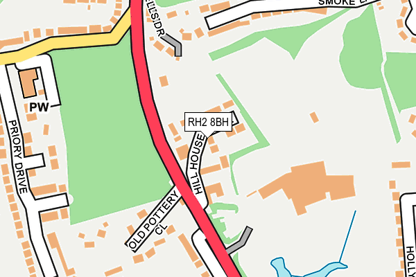 RH2 8BH map - OS OpenMap – Local (Ordnance Survey)