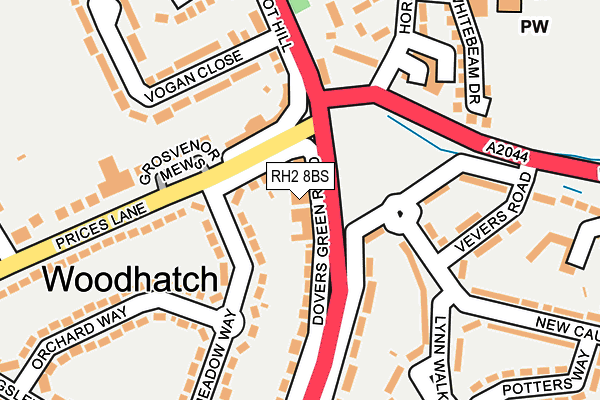 RH2 8BS map - OS OpenMap – Local (Ordnance Survey)
