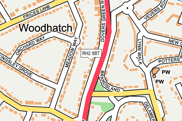 RH2 8BT map - OS OpenMap – Local (Ordnance Survey)