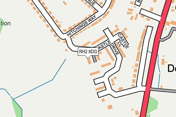 RH2 8DG map - OS OpenMap – Local (Ordnance Survey)