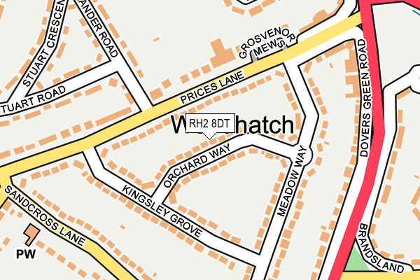 RH2 8DT map - OS OpenMap – Local (Ordnance Survey)